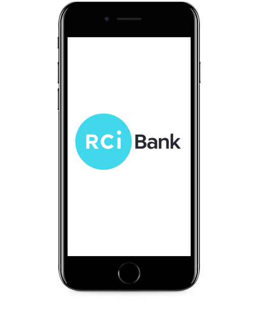 RCI Bank logo on an iPhone