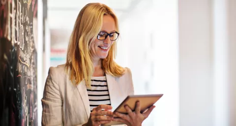 woman using tablet